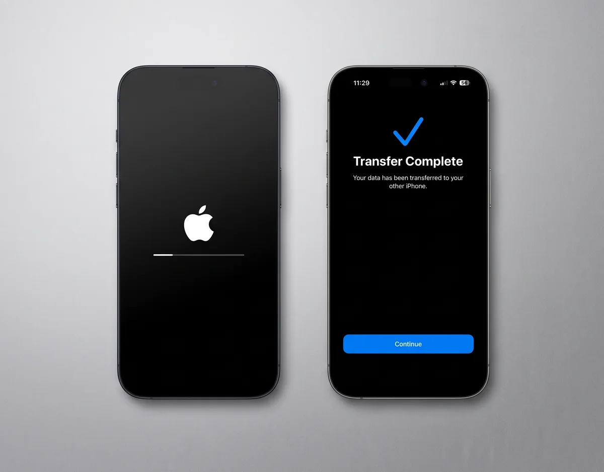 Eski iPhone'dan yeni iPhone'a veri aktarımı tamamlandı ekranı